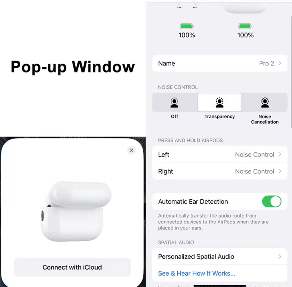 Aileen Air Pro 2 Wireless Bluetooth Earbuds | USB-C Charging | Noise Cancelling